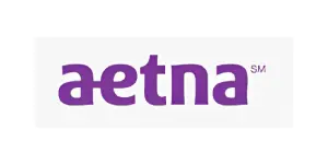Aetna logo in purple text.