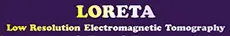 LORETA LORETA text on purple background.
